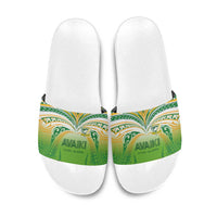 Cook Islands Rugby League Slide Sandals Avaiki Tatau Tribal Motifs White Color LT03 White - Polynesian Pride