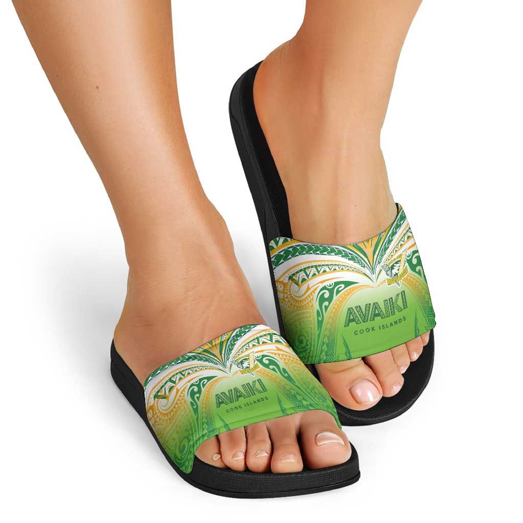 Cook Islands Rugby League Slide Sandals Avaiki Tatau Tribal Motifs White Color LT03 - Polynesian Pride