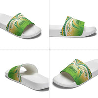 Cook Islands Rugby League Slide Sandals Avaiki Tatau Tribal Motifs White Color LT03 - Polynesian Pride