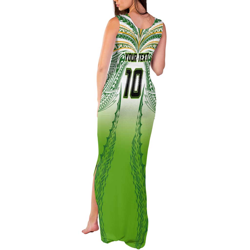 Custom Cook Islands Rugby League Tank Maxi Dress Avaiki Tatau Tribal Motifs White Color - Polynesian Pride