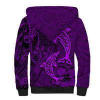 Polynesian Dolphin Valentine Day Sherpa Hoodie Hibiscus and Tribal Tattoo Purple Style LT03 - Polynesian Pride