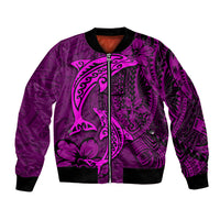 Polynesian Dolphin Valentine Day Bomber Jacket Hibiscus and Tribal Tattoo Pink Style LT03 Unisex Pink - Polynesian Pride