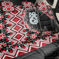 Red Taniko Motif Aotearoa Manaia and Silver Fern Back Car Seat Cover