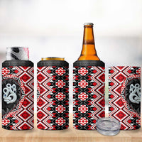 Red Taniko Motif Aotearoa Manaia and Silver Fern 4 in 1 Can Cooler Tumbler