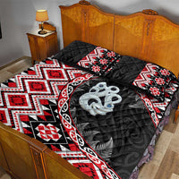 Red Taniko Motif Aotearoa Manaia and Silver Fern Quilt Bed Set