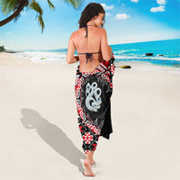 Red Taniko Motif Aotearoa Manaia and Silver Fern Sarong
