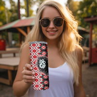 Red Taniko Motif Aotearoa Manaia and Silver Fern Skinny Tumbler