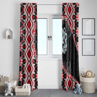 Red Taniko Motif Aotearoa Manaia and Silver Fern Window Curtain