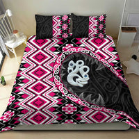 Pink Taniko Motif Aotearoa Manaia and Silver Fern Bedding Set