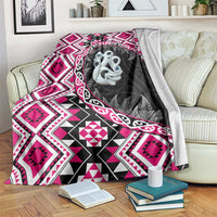 Pink Taniko Motif Aotearoa Manaia and Silver Fern Blanket