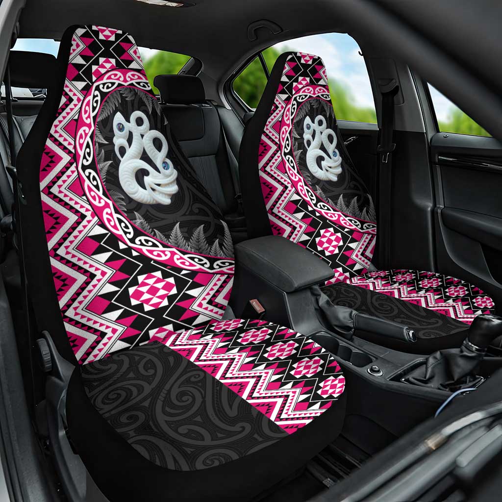 Pink Taniko Motif Aotearoa Manaia and Silver Fern Car Seat Cover