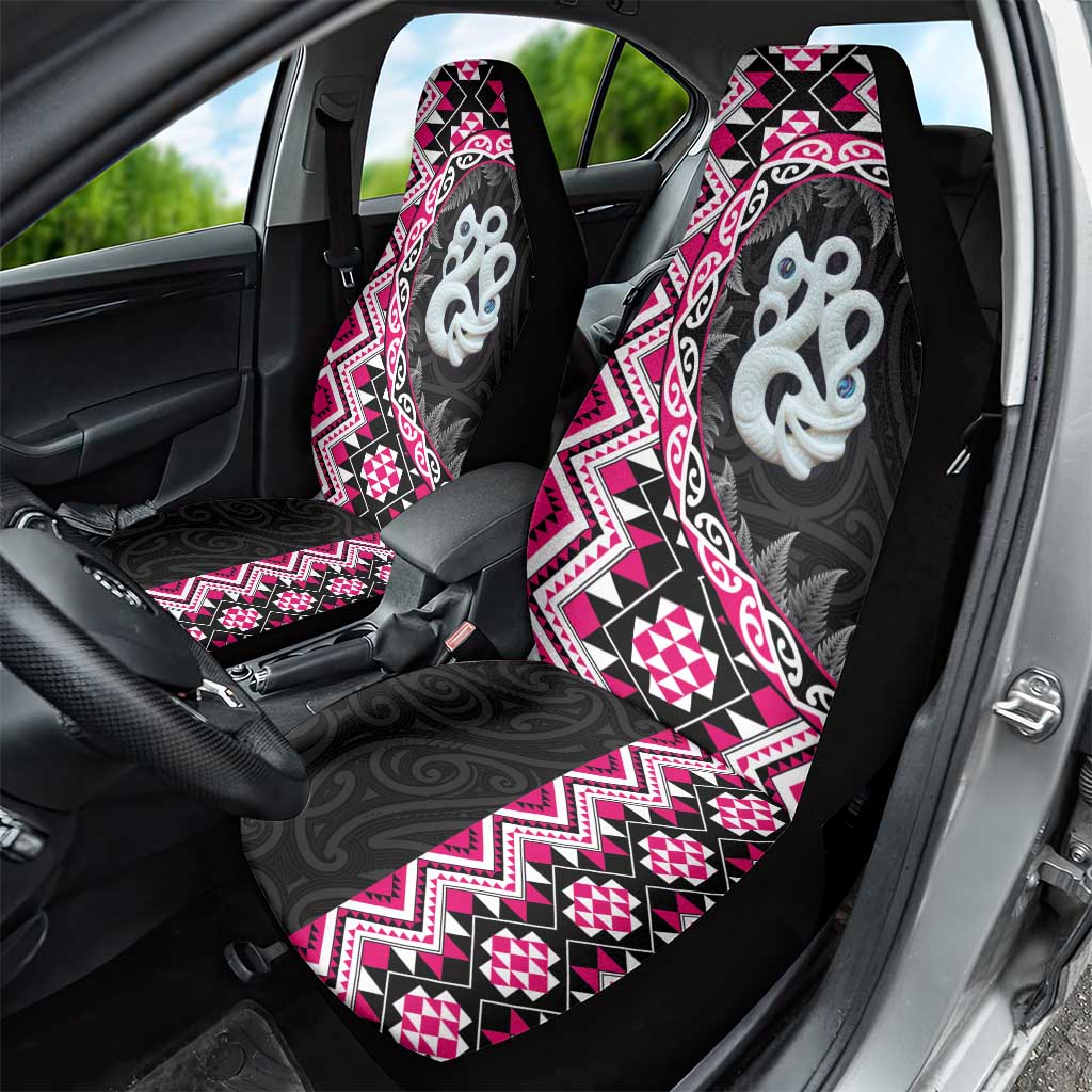Pink Taniko Motif Aotearoa Manaia and Silver Fern Car Seat Cover