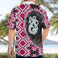 Pink Taniko Motif Aotearoa Manaia and Silver Fern Hawaiian Shirt