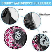 Pink Taniko Motif Aotearoa Manaia and Silver Fern Spare Tire Cover