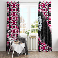 Pink Taniko Motif Aotearoa Manaia and Silver Fern Window Curtain