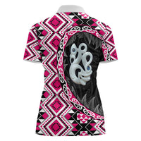 Pink Taniko Motif Aotearoa Manaia and Silver Fern Women Polo Shirt