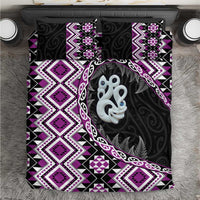 Purple Taniko Motif Aotearoa Manaia and Silver Fern Bedding Set