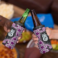 Purple Taniko Motif Aotearoa Manaia and Silver Fern 4 in 1 Can Cooler Tumbler