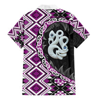 Purple Taniko Motif Aotearoa Manaia and Silver Fern Family Matching Mermaid Dress and Hawaiian Shirt