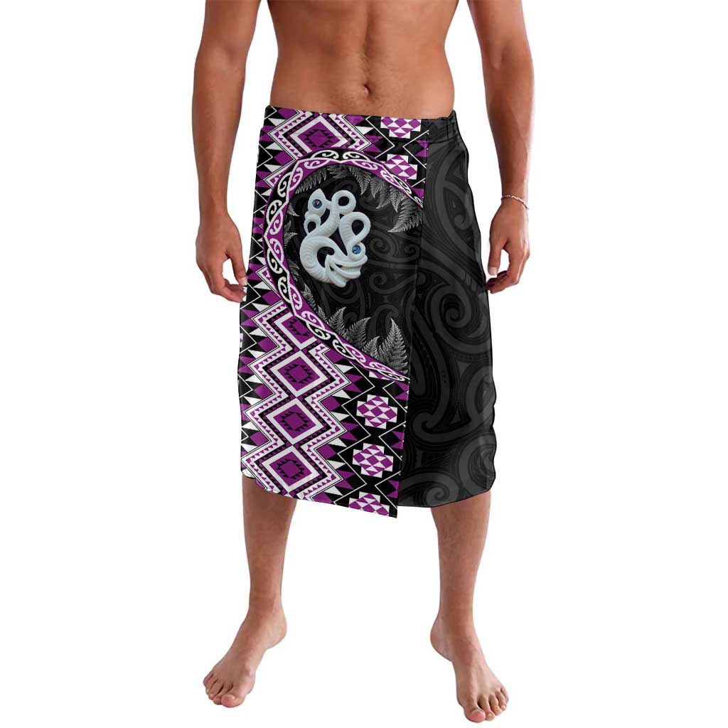 Purple Taniko Motif Aotearoa Manaia and Silver Fern Lavalava
