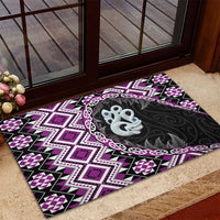 Purple Taniko Motif Aotearoa Manaia and Silver Fern Rubber Doormat