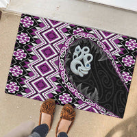 Purple Taniko Motif Aotearoa Manaia and Silver Fern Rubber Doormat