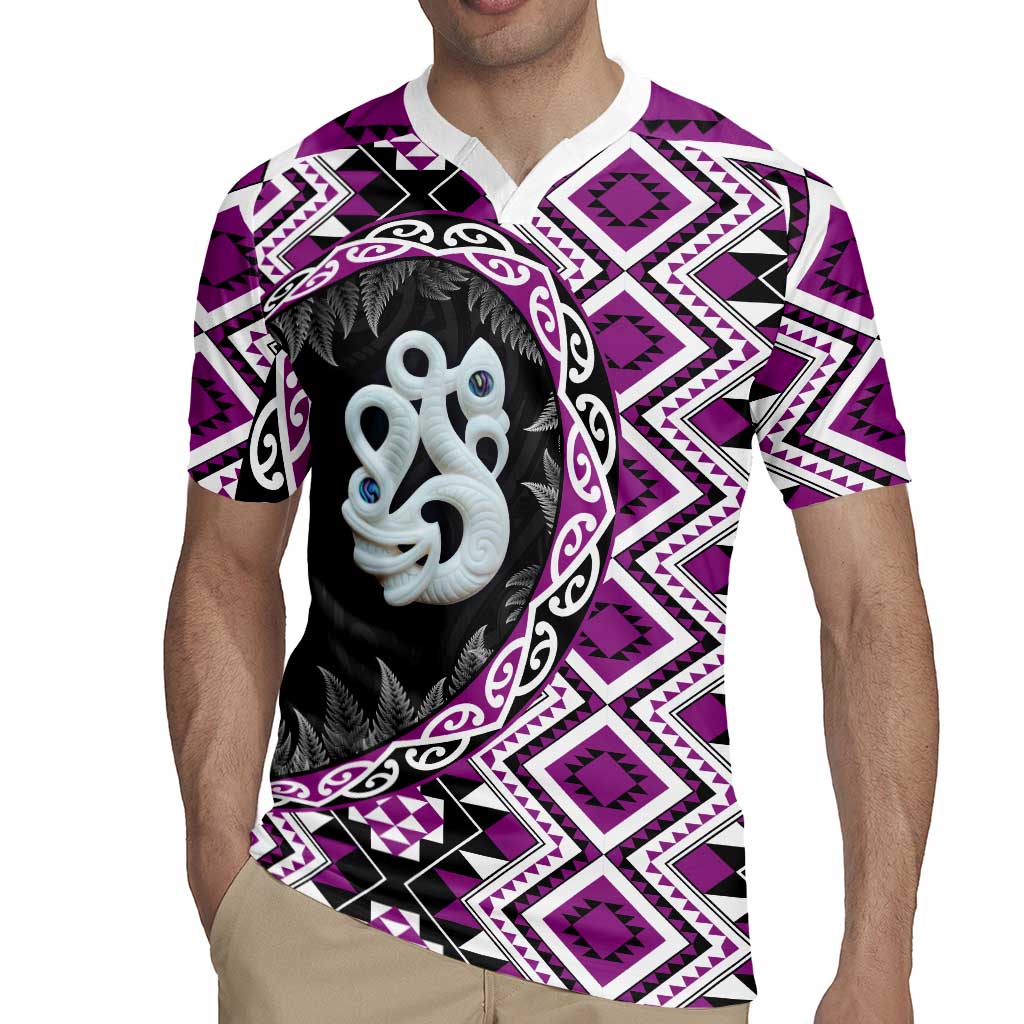 Purple Taniko Motif Aotearoa Manaia and Silver Fern Rugby Jersey