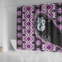 Purple Taniko Motif Aotearoa Manaia and Silver Fern Shower Curtain