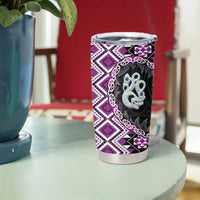 Purple Taniko Motif Aotearoa Manaia and Silver Fern Tumbler Cup