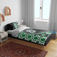 Green Taniko Motif Aotearoa Manaia and Silver Fern Bedding Set