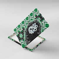 Green Taniko Motif Aotearoa Manaia and Silver Fern Canvas Wall Art