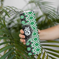 Green Taniko Motif Aotearoa Manaia and Silver Fern Skinny Tumbler