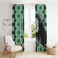 Green Taniko Motif Aotearoa Manaia and Silver Fern Window Curtain