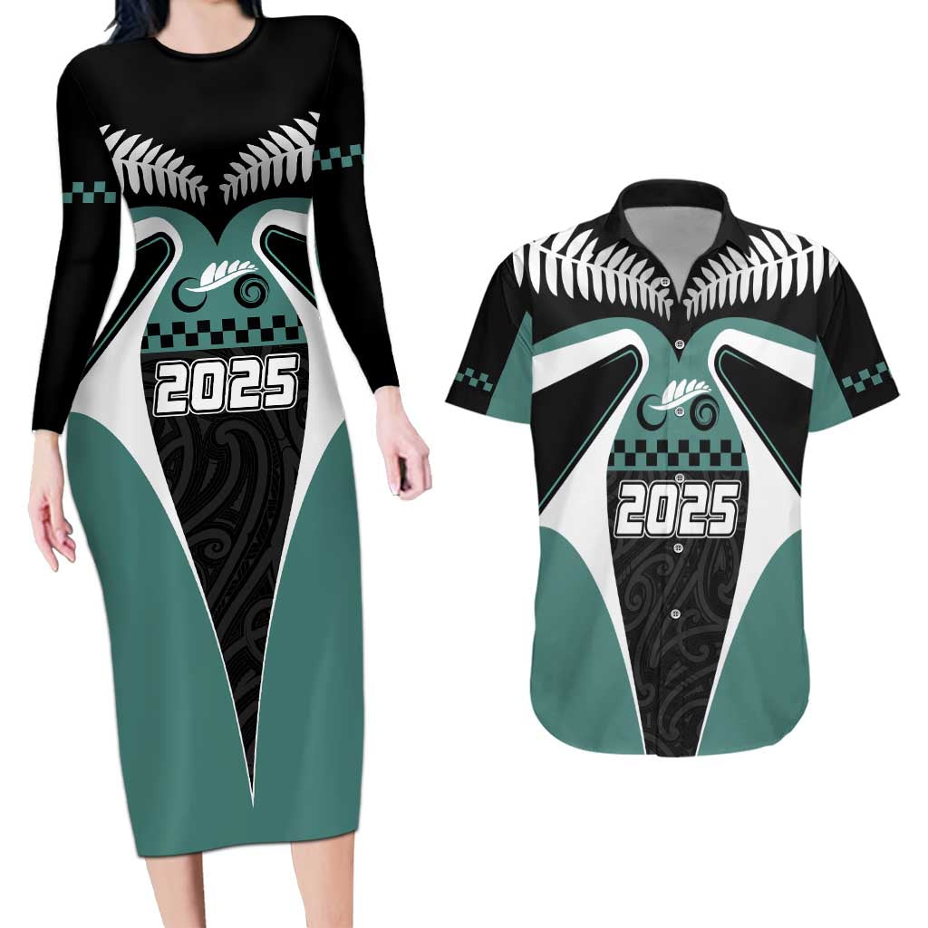 Custom New Zealand Bicycle 2025 Couples Matching Long Sleeve Bodycon Dress and Hawaiian Shirt
