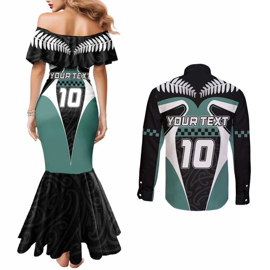 Custom New Zealand Bicycle 2025 Couples Matching Mermaid Dress and Long Sleeve Button Shirt LT03 - Polynesian Pride