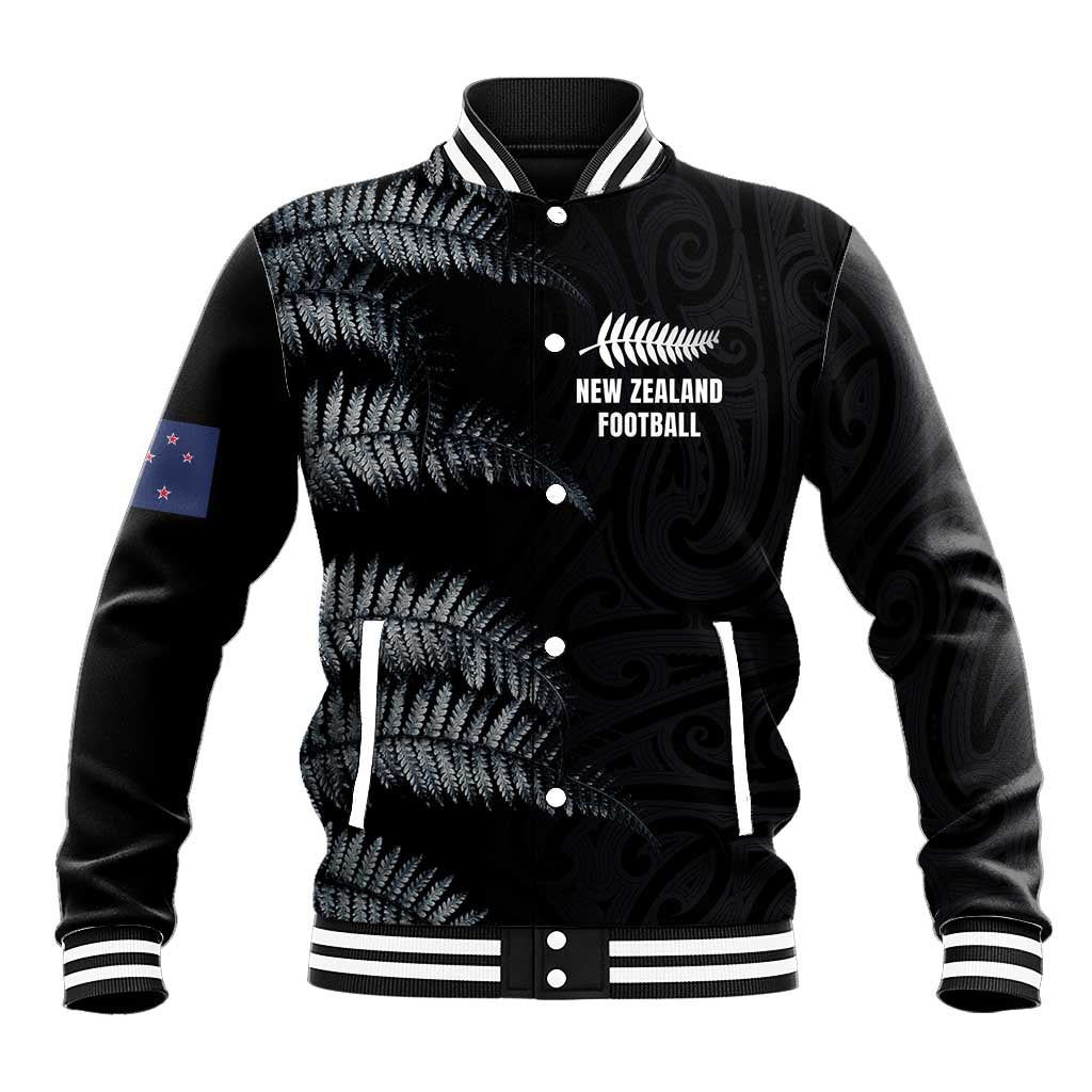 Custom New Zealand Football-Towards World Cup 2026 Baseball Jacket LT03 Unisex Black - Polynesian Pride