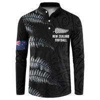 Custom New Zealand Football-Towards World Cup 2026 Button Sweatshirt LT03 Black - Polynesian Pride