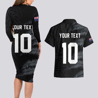 Custom New Zealand Football-Towards World Cup 2026 Couples Matching Long Sleeve Bodycon Dress and Hawaiian Shirt