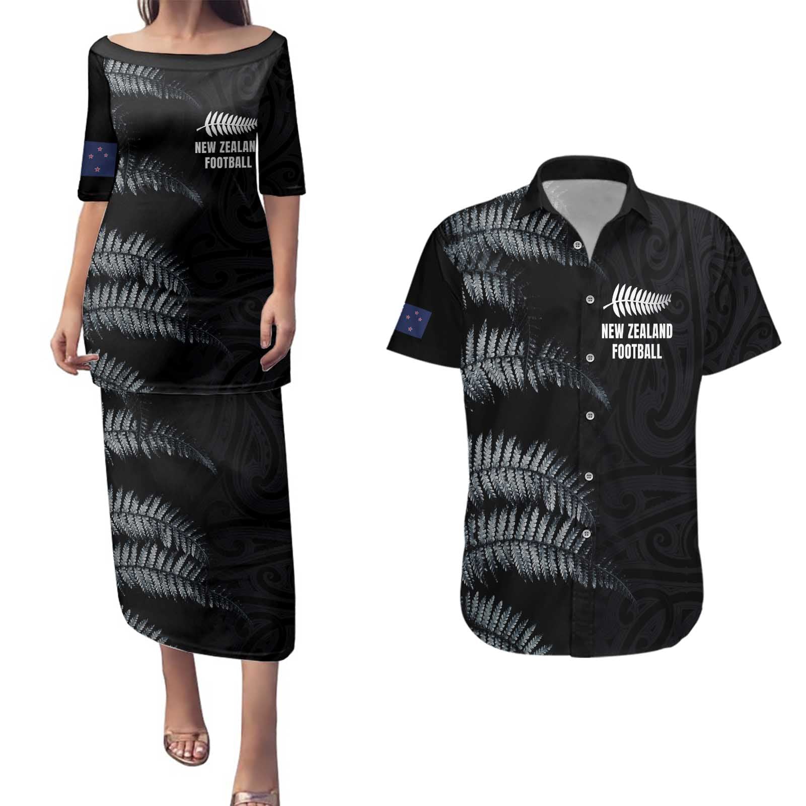 Custom New Zealand Football-Towards World Cup 2026 Couples Matching Puletasi and Hawaiian Shirt