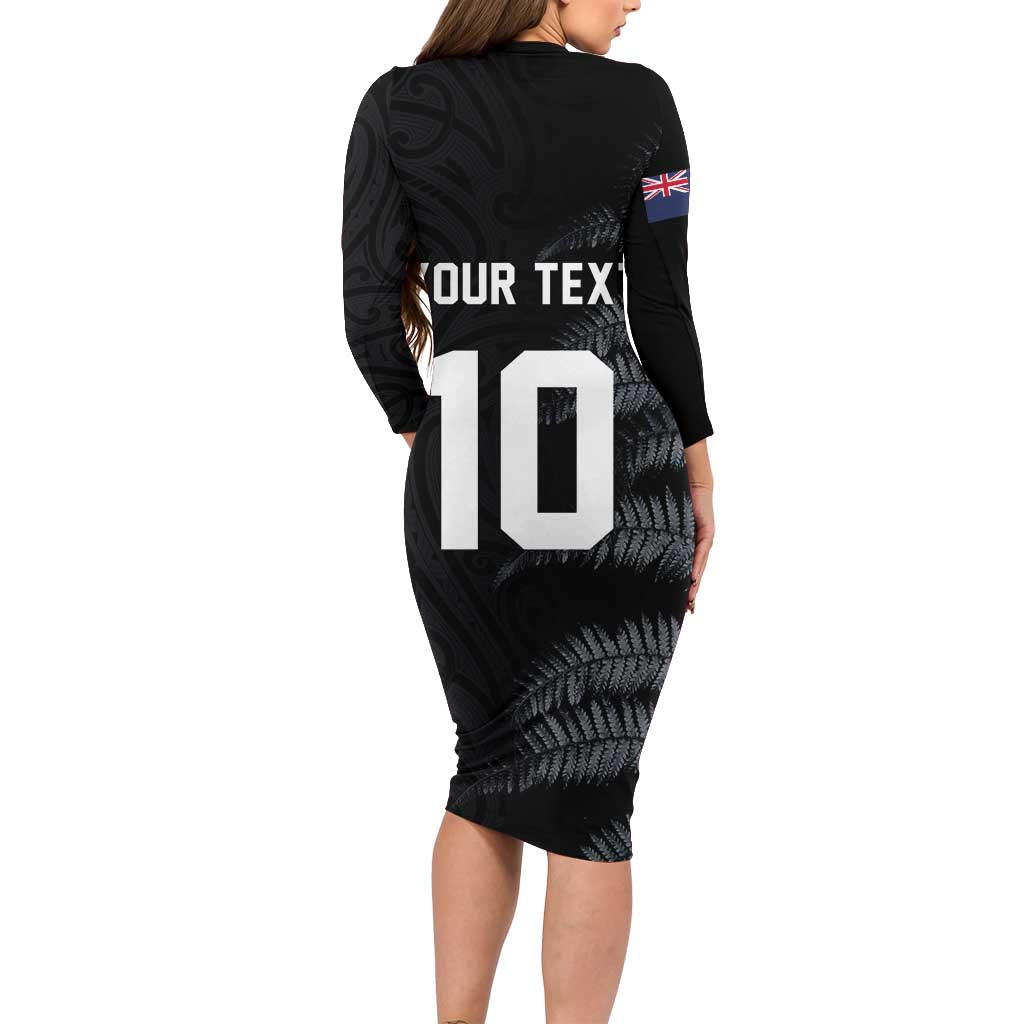 Custom New Zealand Football-Towards World Cup 2026 Long Sleeve Bodycon Dress