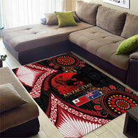Tonga and Australia ANZAC Day Area Rug Aboriginal and Ngatu Art Pattern - Gallipoli Lest We Forget
