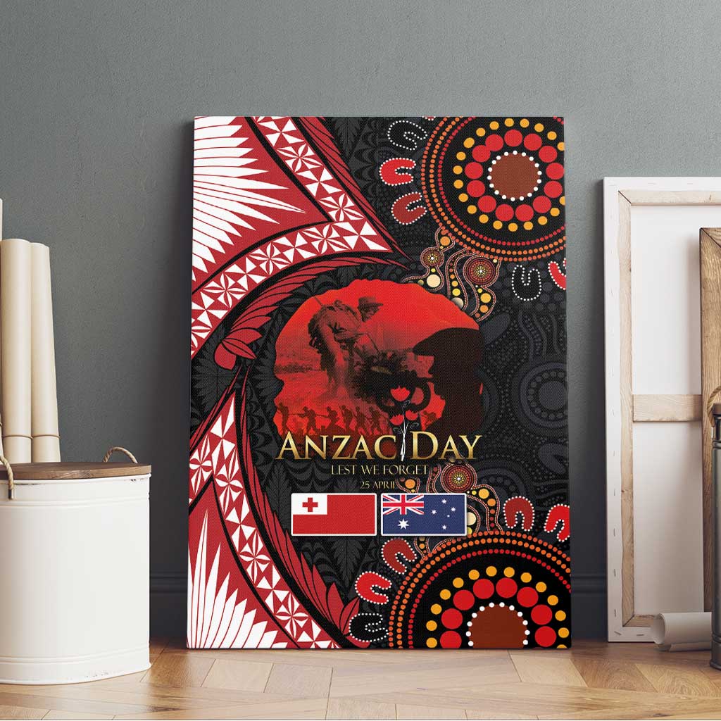 Tonga and Australia ANZAC Day Canvas Wall Art Aboriginal and Ngatu Art Pattern - Gallipoli Lest We Forget