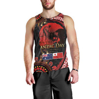 Tonga and Australia ANZAC Day Men Tank Top Aboriginal and Ngatu Art Pattern - Gallipoli Lest We Forget