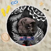 New Zealand and Cook Islands ANZAC Day Beach Blanket Gallipoli Lest We Forget Tatau Art Tribal and Maori Tattoo with Fern