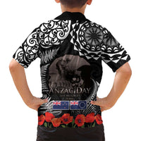 New Zealand and Cook Islands ANZAC Day Family Matching Long Sleeve Bodycon Dress and Hawaiian Shirt Gallipoli Lest We Forget Tatau Art Tribal and Maori Tattoo with Fern