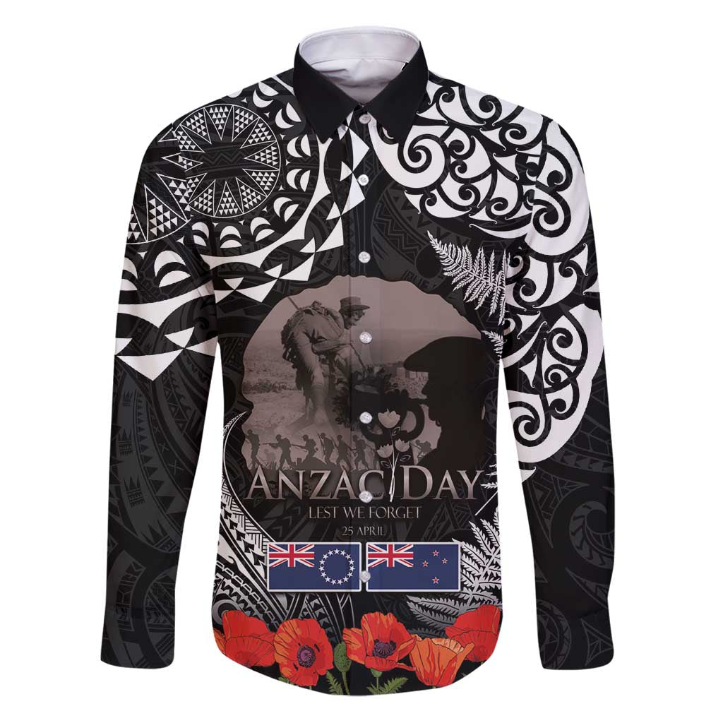 New Zealand and Cook Islands ANZAC Day Family Matching Puletasi and Hawaiian Shirt Gallipoli Lest We Forget Tatau Art Tribal and Maori Tattoo with Fern