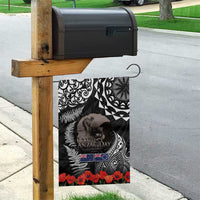 New Zealand and Cook Islands ANZAC Day Garden Flag Gallipoli Lest We Forget Tatau Art Tribal and Maori Tattoo with Fern