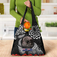 New Zealand and Cook Islands ANZAC Day Grocery Bag Gallipoli Lest We Forget Tatau Art Tribal and Maori Tattoo with Fern