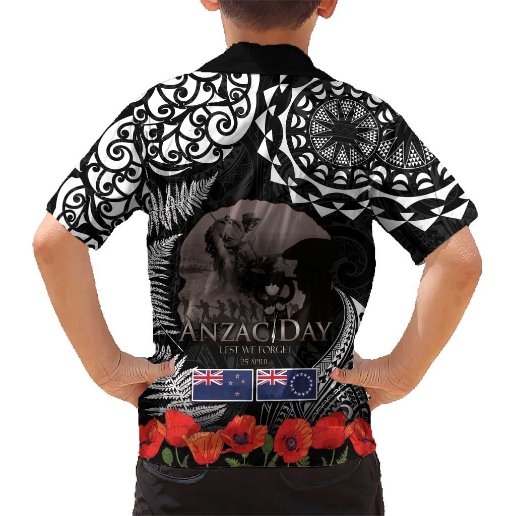New Zealand and Cook Islands ANZAC Day Hawaiian Shirt Gallipoli Lest We Forget Tatau Art Tribal and Maori Tattoo with Fern