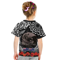 New Zealand and Cook Islands ANZAC Day Kid T Shirt Gallipoli Lest We Forget Tatau Art Tribal and Maori Tattoo with Fern